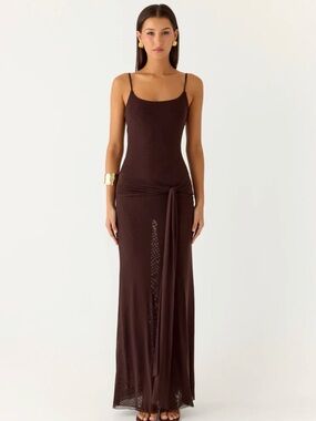 Peppermayo Matoma Bodysuit Maxi Dress - Cool Chocolate